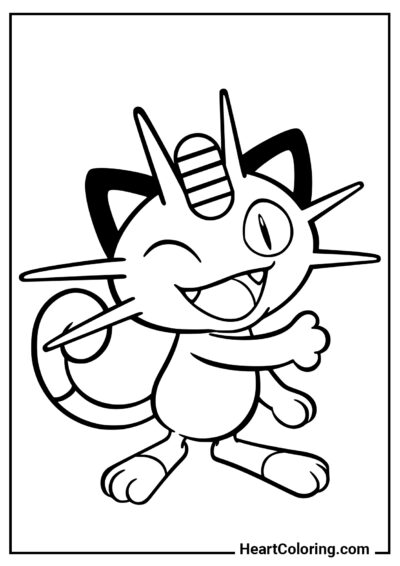 Brincalhão Meowth - Desenhos do Pokemon para Colorir