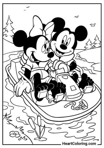 Date on a catamaran - Mickey Mouse ​Coloring Pages