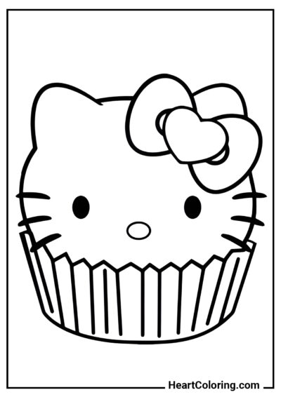 Cupcake di Hello Kitty - Disegni di Hello Kitty da Colorare