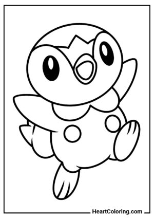 Ausmalbild Glücklicher Piplup – einfach ausdrucken und loslegen