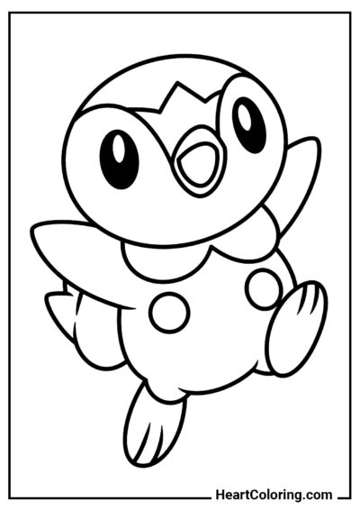 Feliz Piplup - Dibujos de Pokémon para Colorear