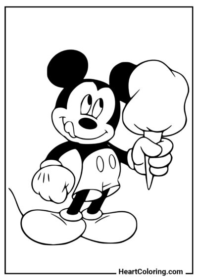 Topolino con zucchero filato - Disegni di Topolino da Colorare