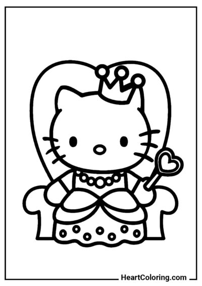 Pobierz kolorowankę Kitty na królewskim tronie w formacie PDF