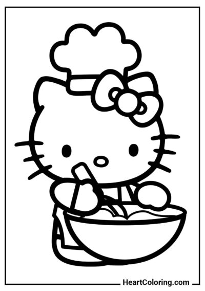 Hello Kitty wyrabia ciasto — wydrukuj jednym kliknięciem