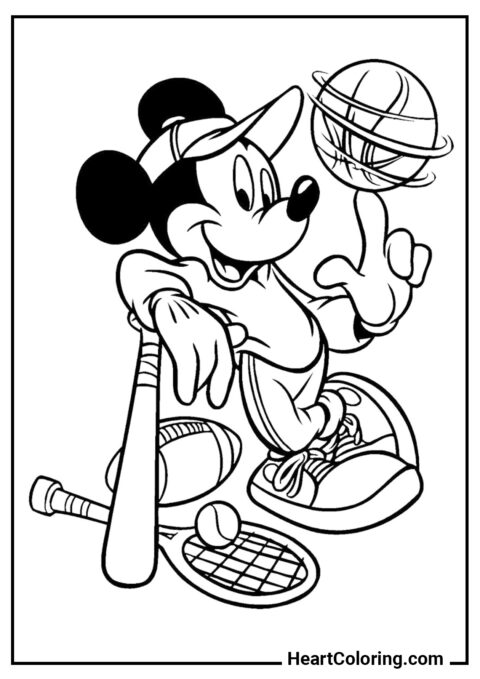 Sportlicher Mickey Mouse - Micky Maus Ausmalbilder
