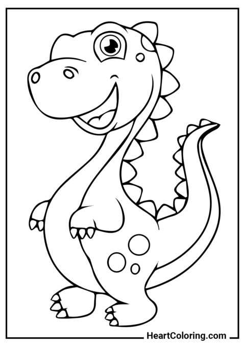 Simpatico piccolo dinosauro - Disegni di Dinosauri da Colorare