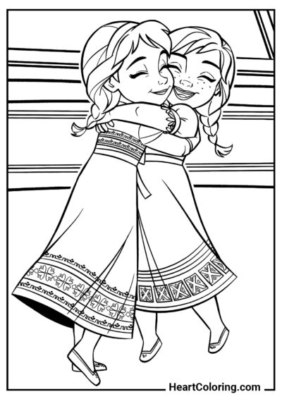 Irmãs felizes - Desenhos de Frozen para Colorir