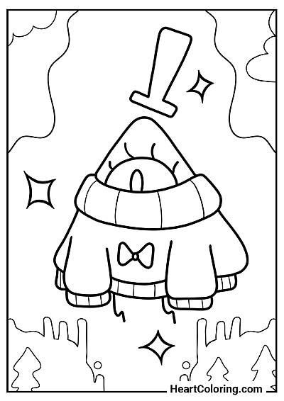 Bill Cipher w wygodnych ubraniach — z serii "Kolorowanki Wodogrzmoty małe" dla młodych artystów
