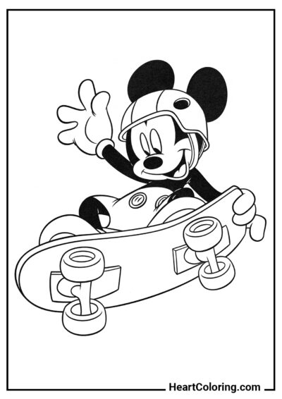 Skateboarding Mickey - Mickey Mouse ​Coloring Pages