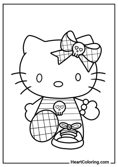 Hello Kitty przebrana za Kuromi — idealna kolorowanka do szkoły i domu