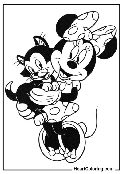 Minnie Mouse and Figaro - Mickey Mouse ​Coloring Pages