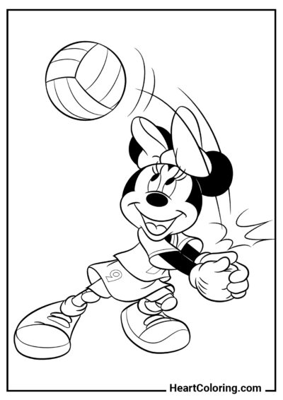 Volleyball with Minnie Mouse - Mickey Mouse ​Coloring Pages