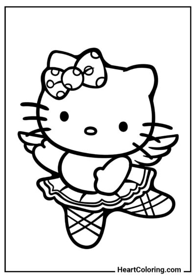 Wciągająca kolorowanka Hello Kitty w stroju baletnicy z działu "Kolorowanki Hello Kitty"