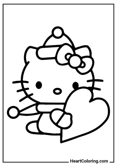 Słodka Hello Kitty z sercem — idealna do dziecięcej twórczości