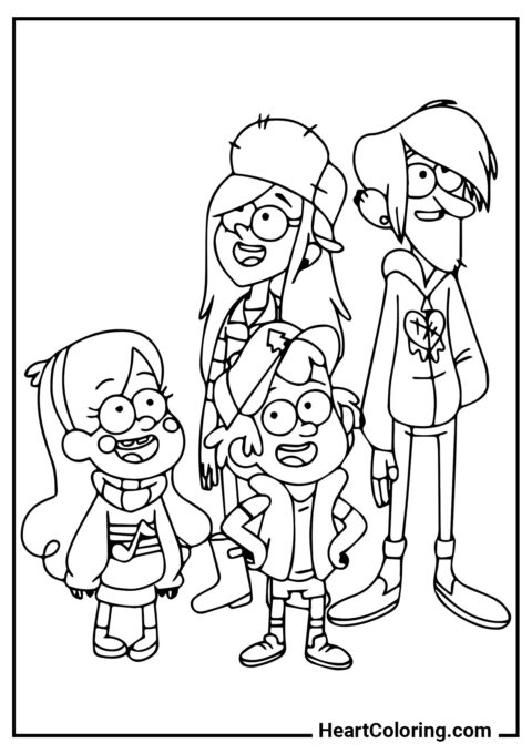 Walking together - Gravity Falls Coloring Pages