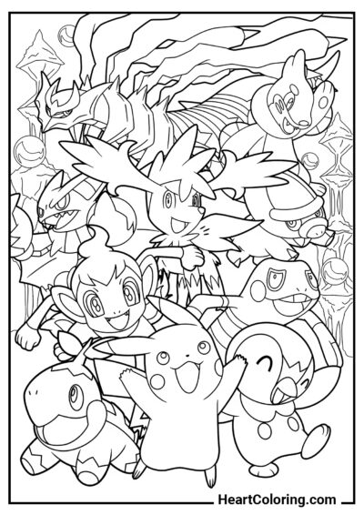 Compagnie amusante - Coloriages Pokémon