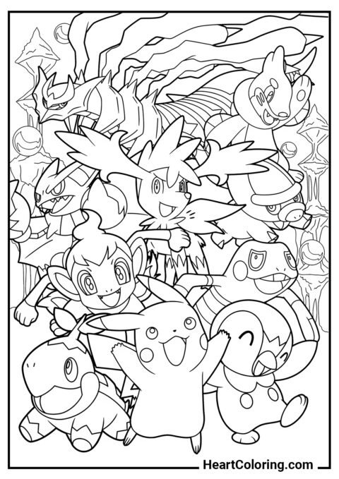 Funny company - Pokemon Coloring Pages