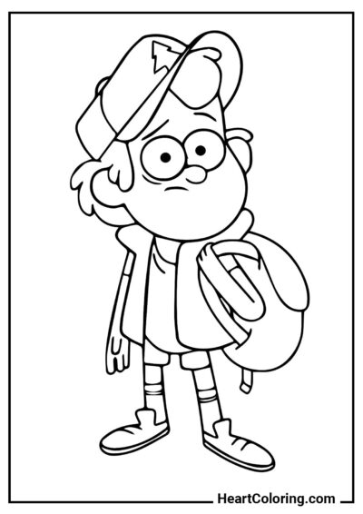 Dipper with a backpack - Gravity Falls Coloring Pages