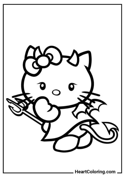 Hello Kitty como un demonio - Dibujos de Hello Kitty para Colorear