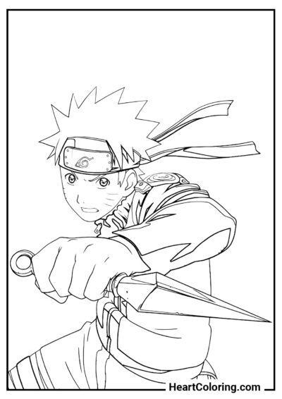 Naruto with a kunai - Naruto Coloring Pages