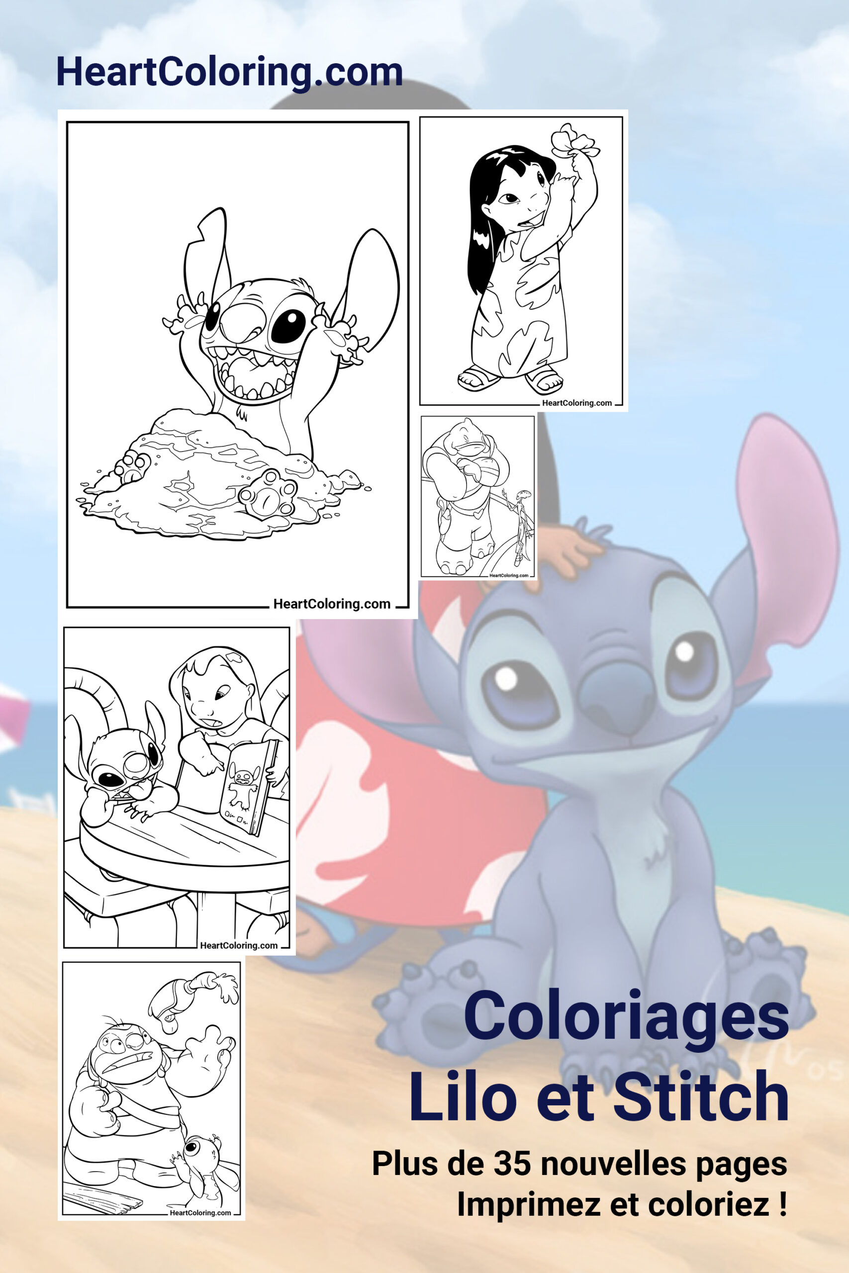 Coloriages de Lilo et Stitch à imprimer en format A4