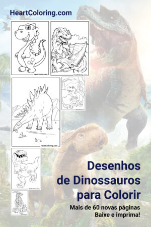 Páginas para colorir grátis com dinossauros para imprimir em A4