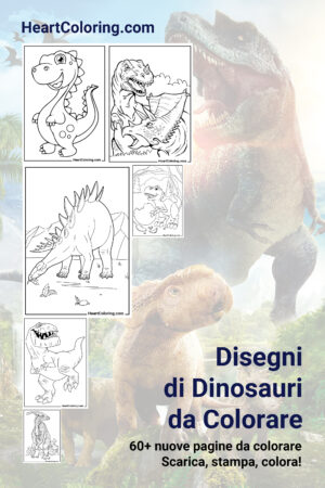 Disegni da colorare gratuiti con dinosauri da stampare su A4