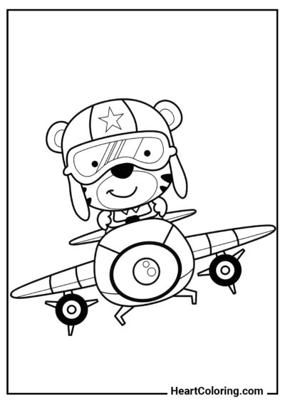 Bébé pilote - Coloriage Avion