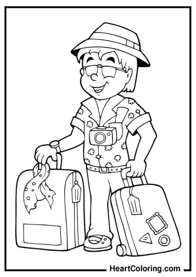 Funny tourist - Summer Coloring Pages