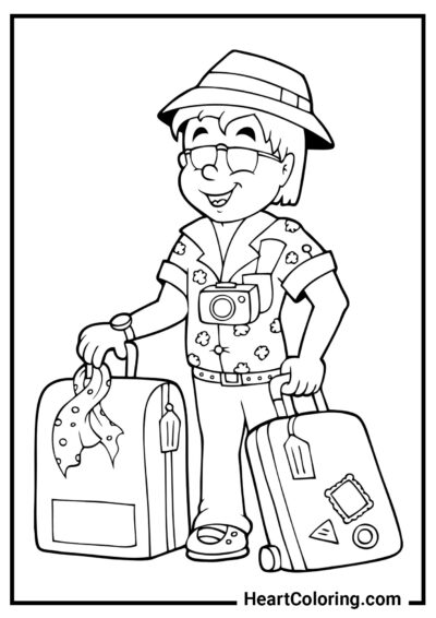 Touriste drôle - Coloriage Été