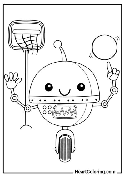 Joueur de basket robotique - Coloriage Robot