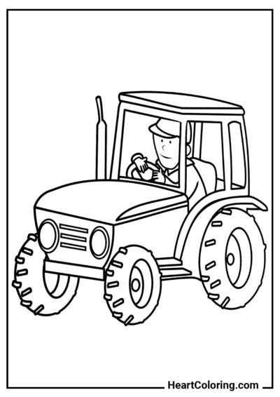 Conducteur de tracteur - Coloriage Tracteur