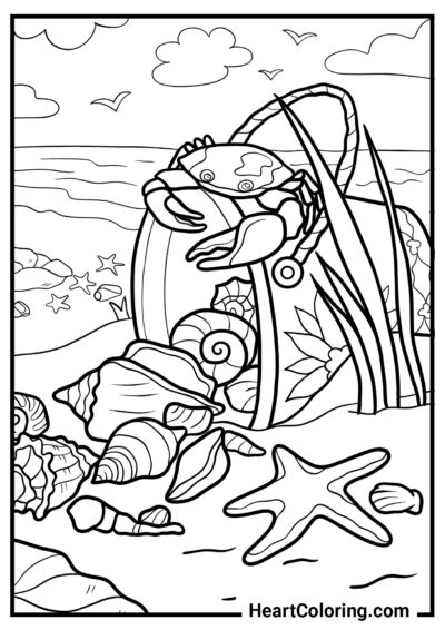 Mignon petit crabe - Coloriage Été