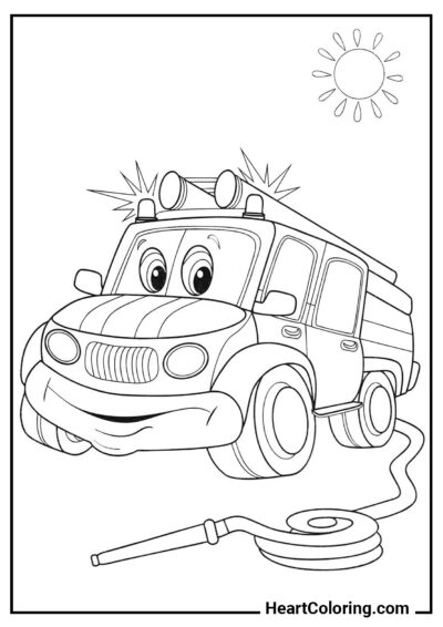 Caminhão de bombeiros - Desenhos para Colorir para Meninos
