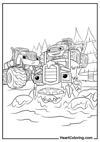 Le Monster Truck attend de l’aide - Coloriage Blaze et les Monsters Machines