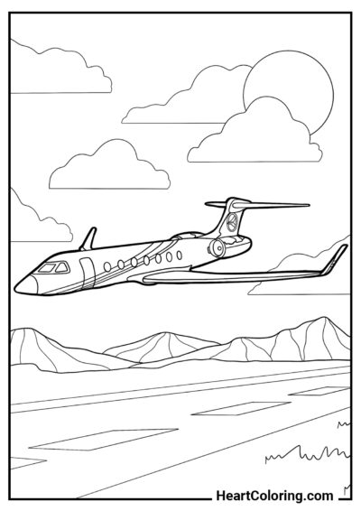 The plane is landing - Airplane Coloring Pages