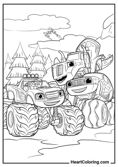 Friendly company - Blaze and the  Monster Machines Coloring Pages