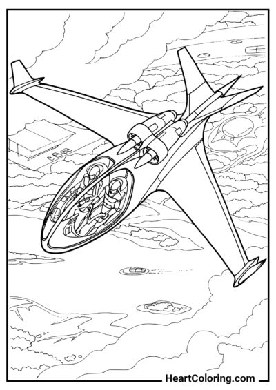 Avion de chasse à réaction - Coloriage Avion