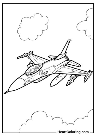 F-16 Fighting Falcon - Desenhos de Aviões para Colorir