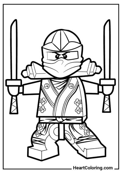 Lloyd avec deux épées - Coloriages LEGO Ninjago