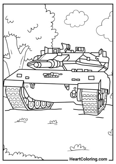Stampa gratis il disegno Carro armato militare nella foresta