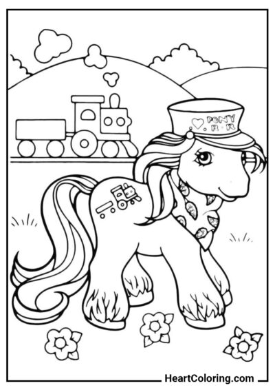 Poney avec un Chapeau - Coloriages de Chevaux