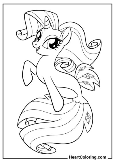 Pequeña Sirena Rarity - Dibujos de My Little Pony para Colorear
