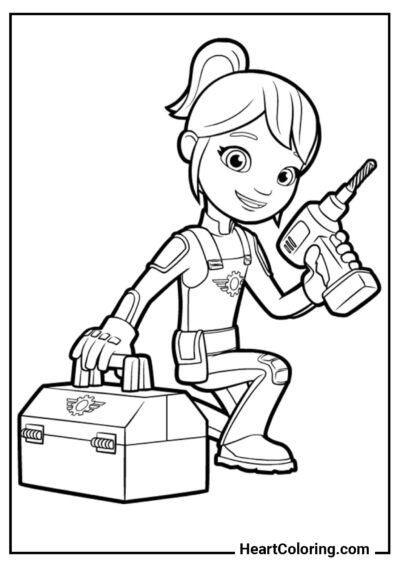 Gabby with a drill - Blaze and the  Monster Machines Coloring Pages