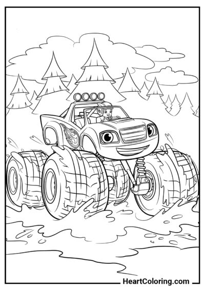 Blaze on the swamp - Blaze and the  Monster Machines Coloring Pages