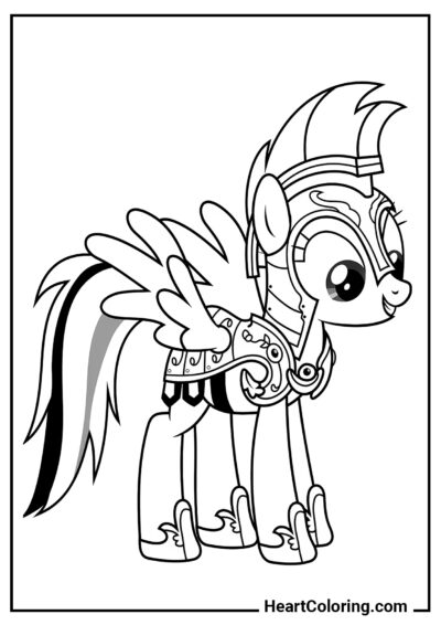 Rainbow Dash in armor - My Little Pony Coloring Pages