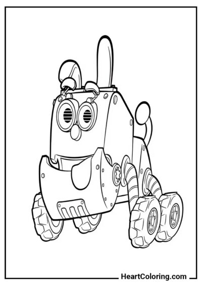 Bild zum Drucken und Ausmalen: Lustiger Roboterhund