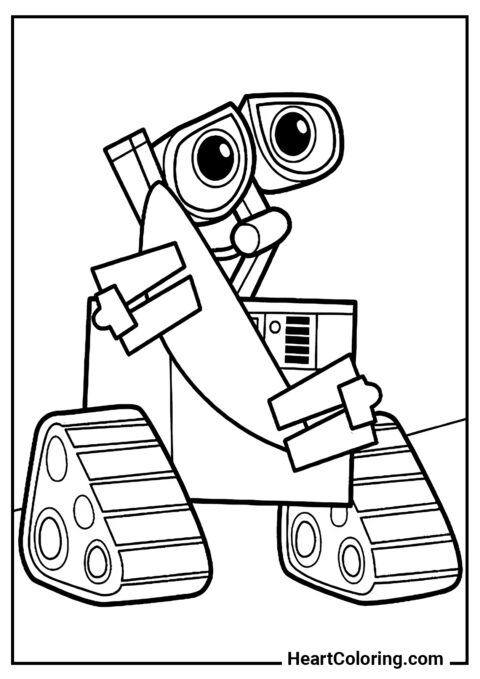 WALL-E peu sûr de lui - Coloriage Robot