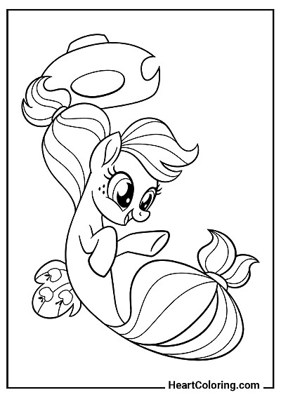 Imprima e pinte Applejack Sereia em minutos