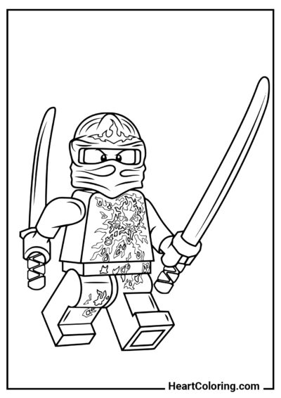 Ninjago Kai mit Schwertern - LEGO Ninjago Ausmalbilder